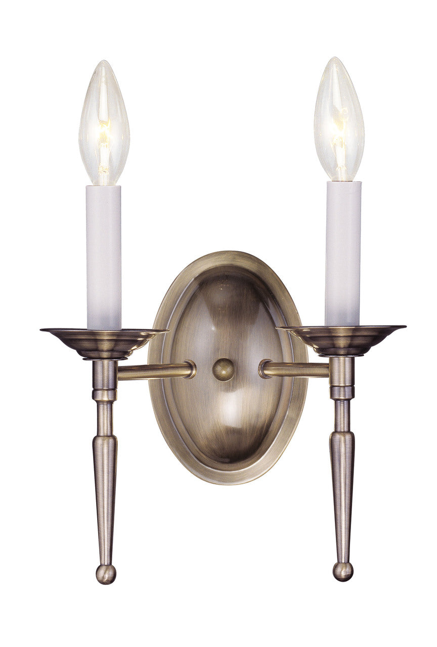LIVEX Lighting 5122-01 Williamsburgh Wall Sconce in Antique Brass (2 Light)