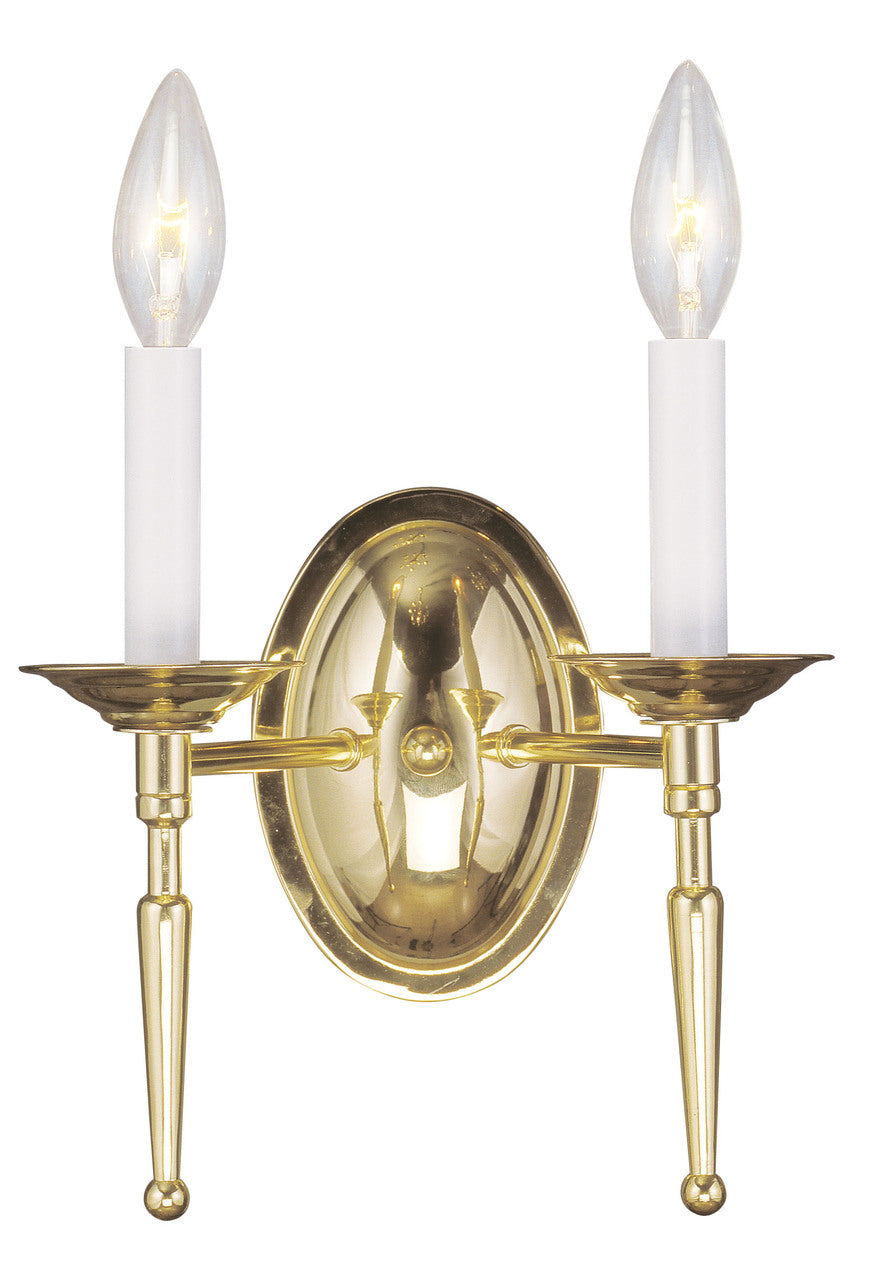 LIVEX Lighting 5122-02 Williamsburgh Wall Sconce in Polished Brass (2 Light)
