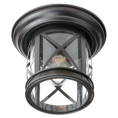 Trans Globe Lighting 5128 ROB 9.5" Outdoor Rubbed Oil Bronze Traditional Flushmount Lantern