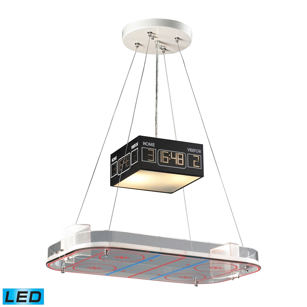 ELK Lighting 5138/2-LED Novelty 2-Light Island Light in Silver with Hockey Arena Motif - Includes LED Bulbs