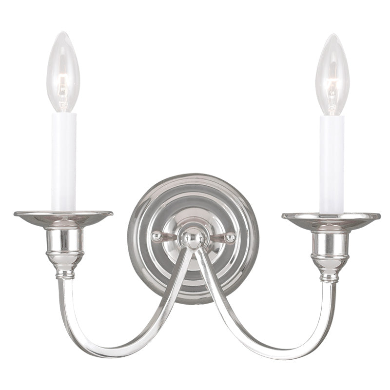 LIVEX Lighting 5142-35 Cranford Wall Sconce in Polished Nickel (2 Light)