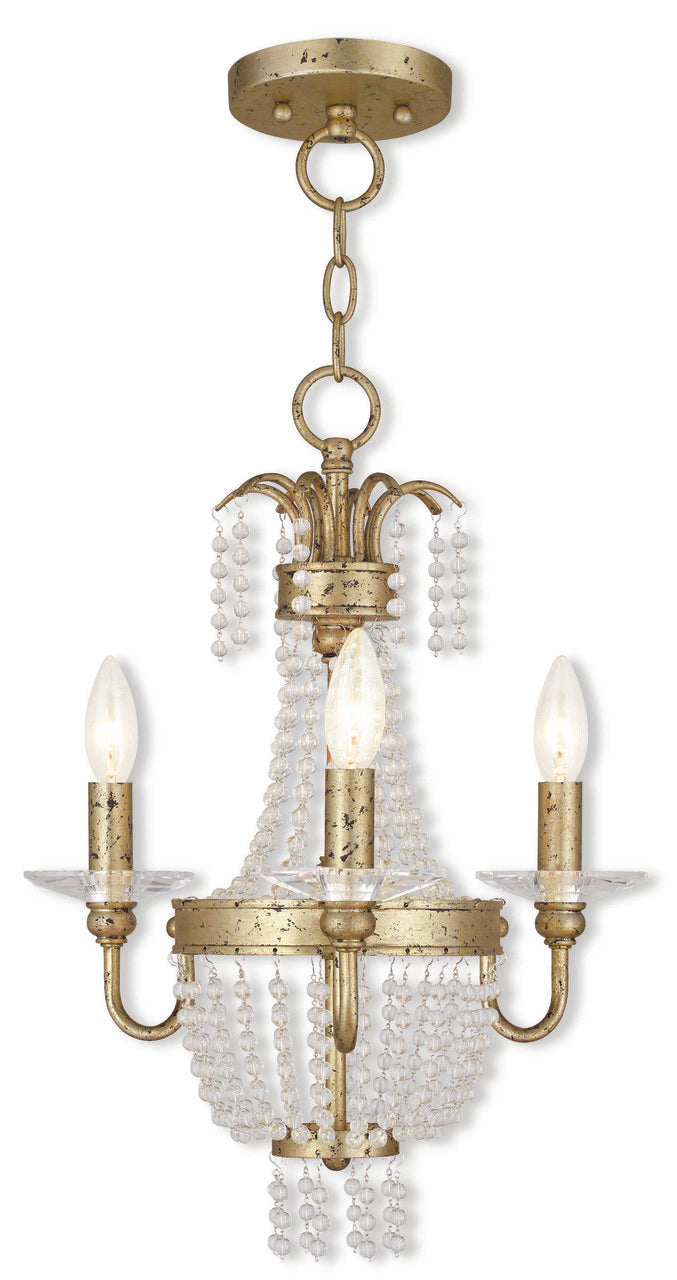 LIVEX Lighting 51843-28 Valentina Convertible Mini Chandelier/Flushmount with Hand-Applied Winter Gold (3 Light)