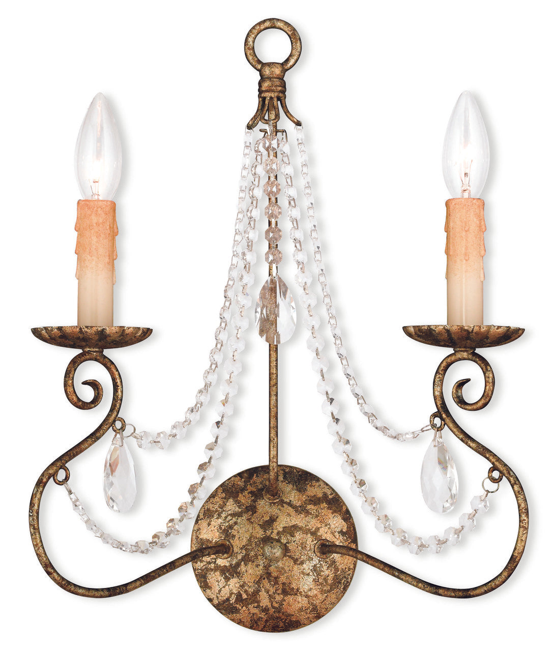 LIVEX Lighting 51902-36 Isabella Wall Sconce with Hand-Applied European Bronze (2 Light)