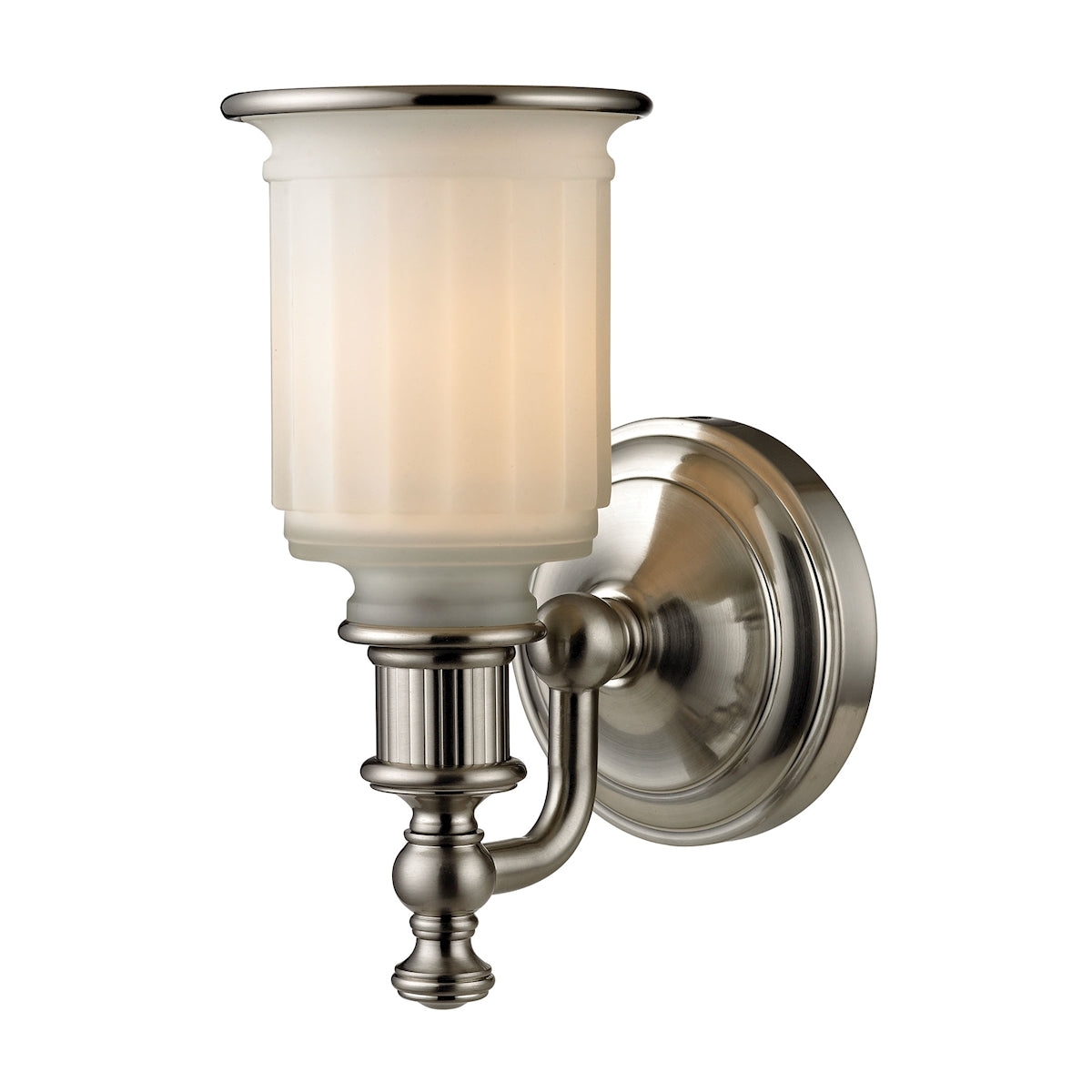 ELK Lighting 52000/1 Acadia 1-Light Vanity Lamp in Brushed Nickel with Opal Reeded Pressed Glass