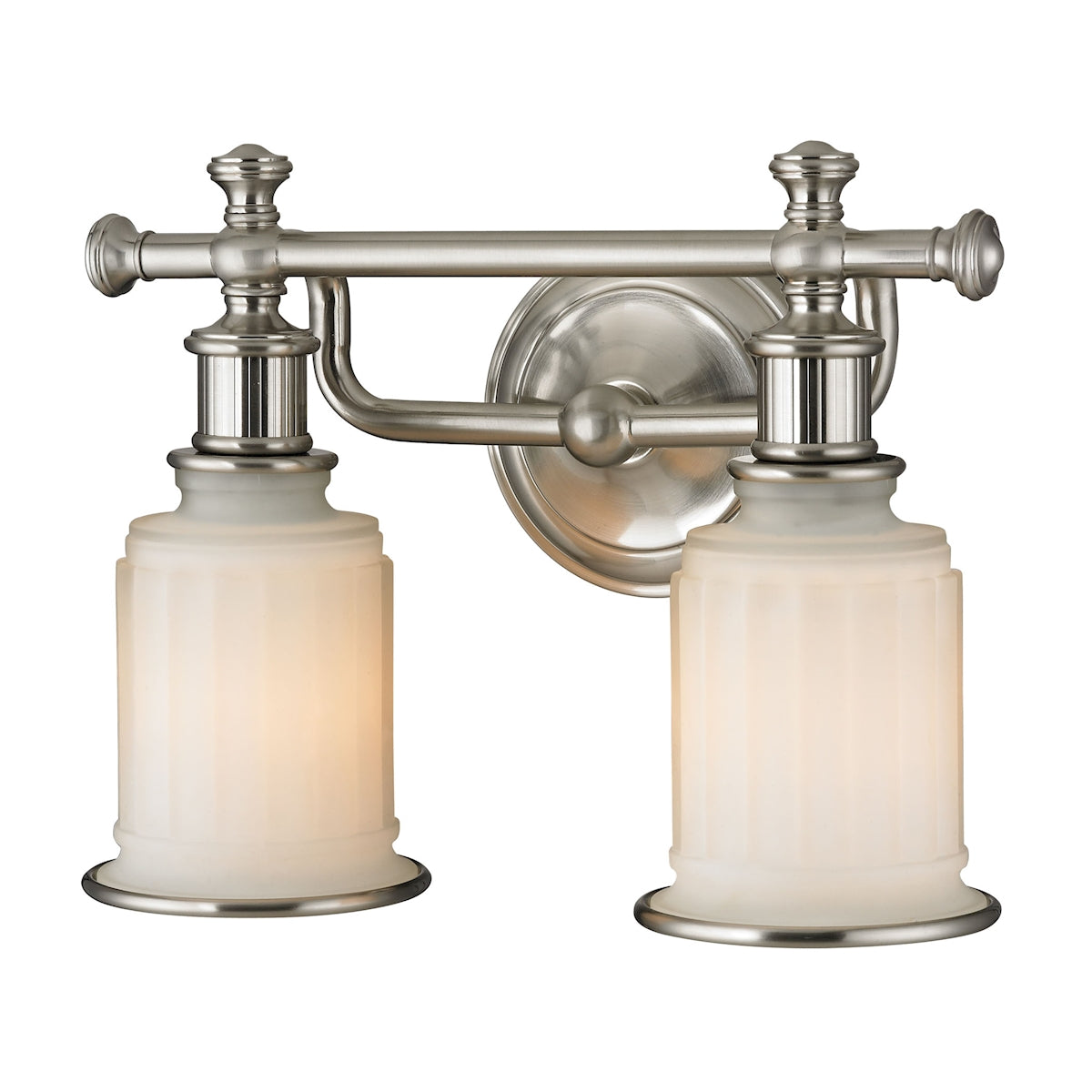 ELK Lighting 52001/2 Acadia 2-Light Vanity Lamp in Brushed Nickel with Opal Reeded Pressed Glass