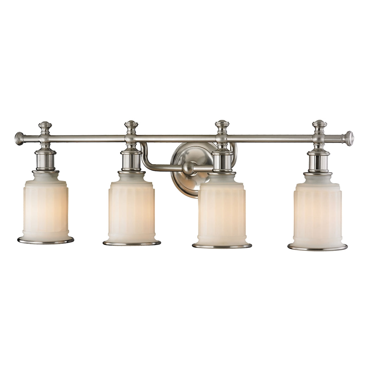 ELK Lighting 52003/4 Acadia 4-Light Vanity Lamp in Brushed Nickel with Opal Reeded Pressed Glass