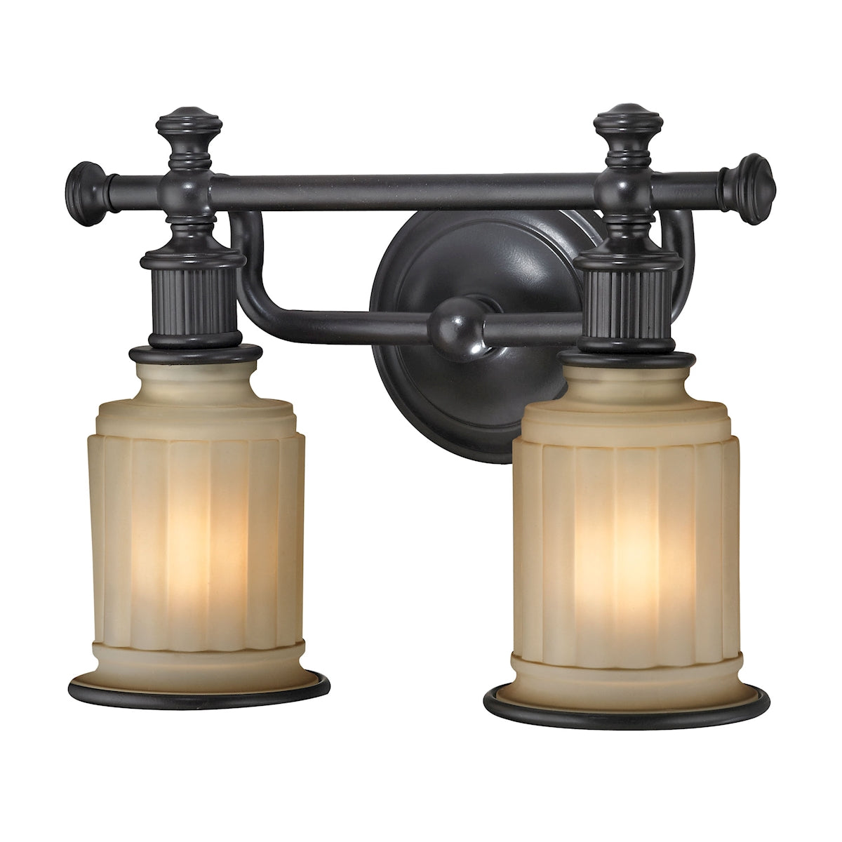 ELK Lighting 52011/2 Acadia 2-Light Vanity Lamp in Oiled Bronze with Opal Reeded Pressed Glass