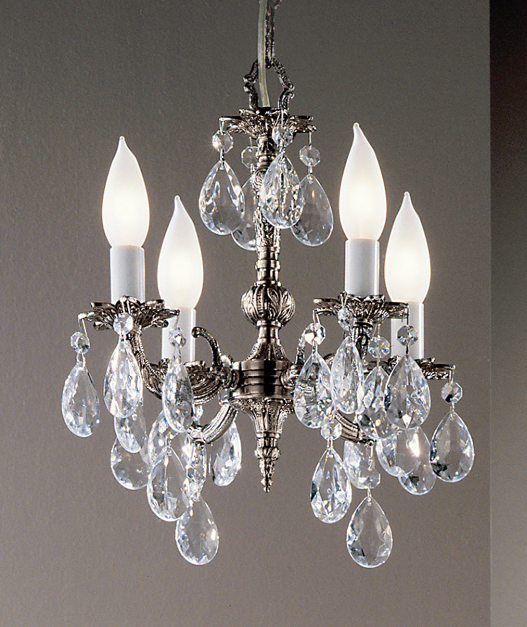 Classic Lighting 5204 MS SC Barcelona Crystal/Cast Brass Mini Chandelier in Millennium Silver (Imported from Spain)
