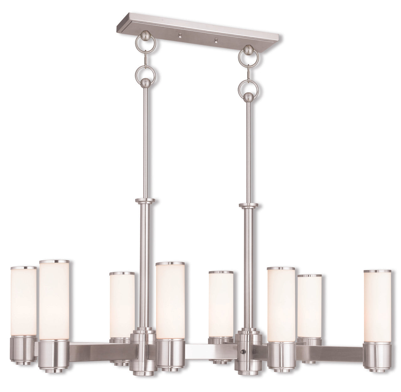 LIVEX Lighting 52108-91 Weston Contemporary Linear Chandelier in Brushed Nickel (8 Light)