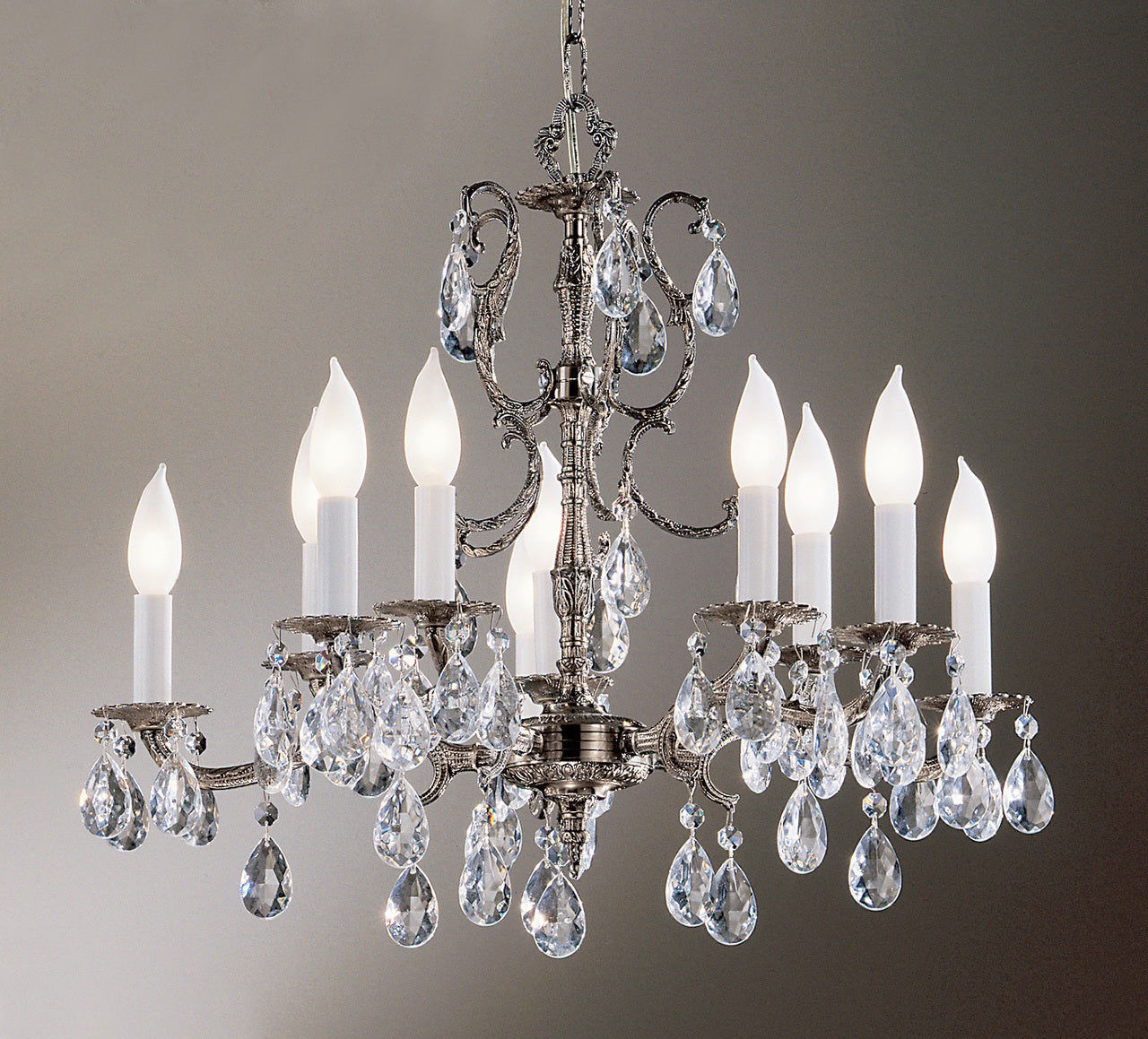 Classic Lighting 5210 MS SJT Barcelona Crystal/Cast Brass Chandelier in Millennium Silver (Imported from Spain)