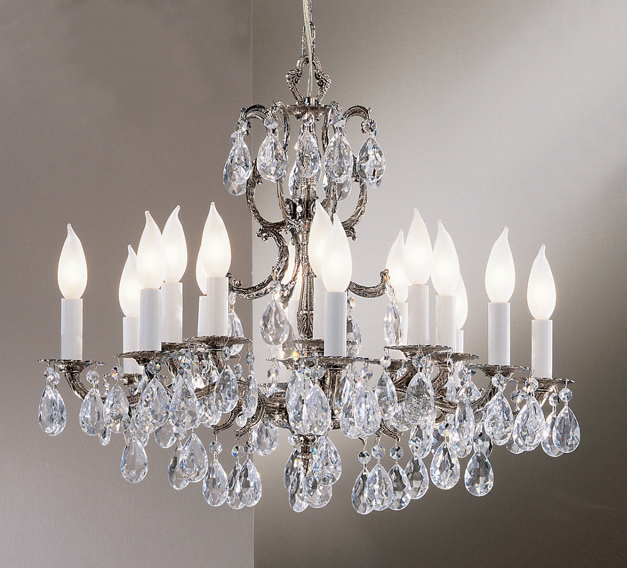 Classic Lighting 5216 MS S Barcelona Crystal/Cast Brass Chandelier in Millennium Silver (Imported from Spain)