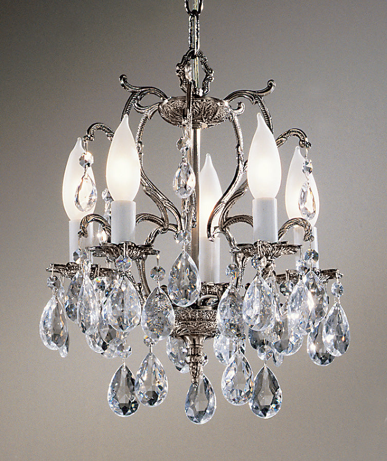 Classic Lighting 5227 MS SJT Barcelona Crystal/Cast Brass Mini Chandelier in Millennium Silver (Imported from Spain)