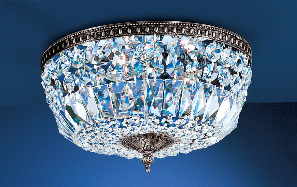 Classic Lighting 52518 MS I Crystal Baskets Crystal Flushmount in Millennium Silver