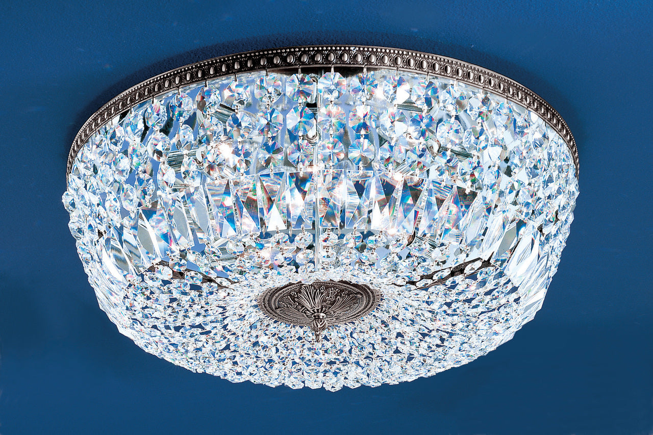 Classic Lighting 52824 MS I Crystal Baskets Crystal Flushmount in Millennium Silver