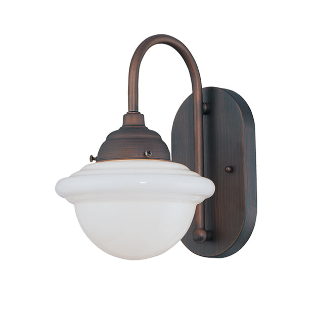 Millennium Lighting 5371-RBZ Neo-Industrial Opal White Schoolhouse Wall Sconce in Rubbed Bronze