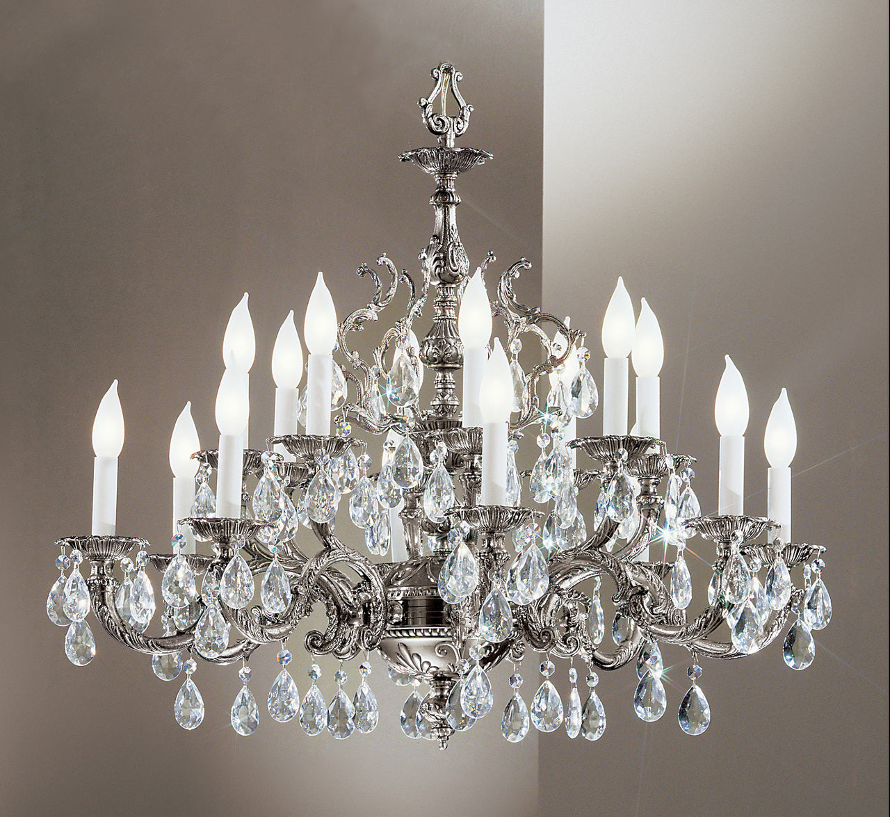 Classic Lighting 5516 MS C Barcelona Crystal/Cast Brass Chandelier in Millennium Silver (Imported from Spain)