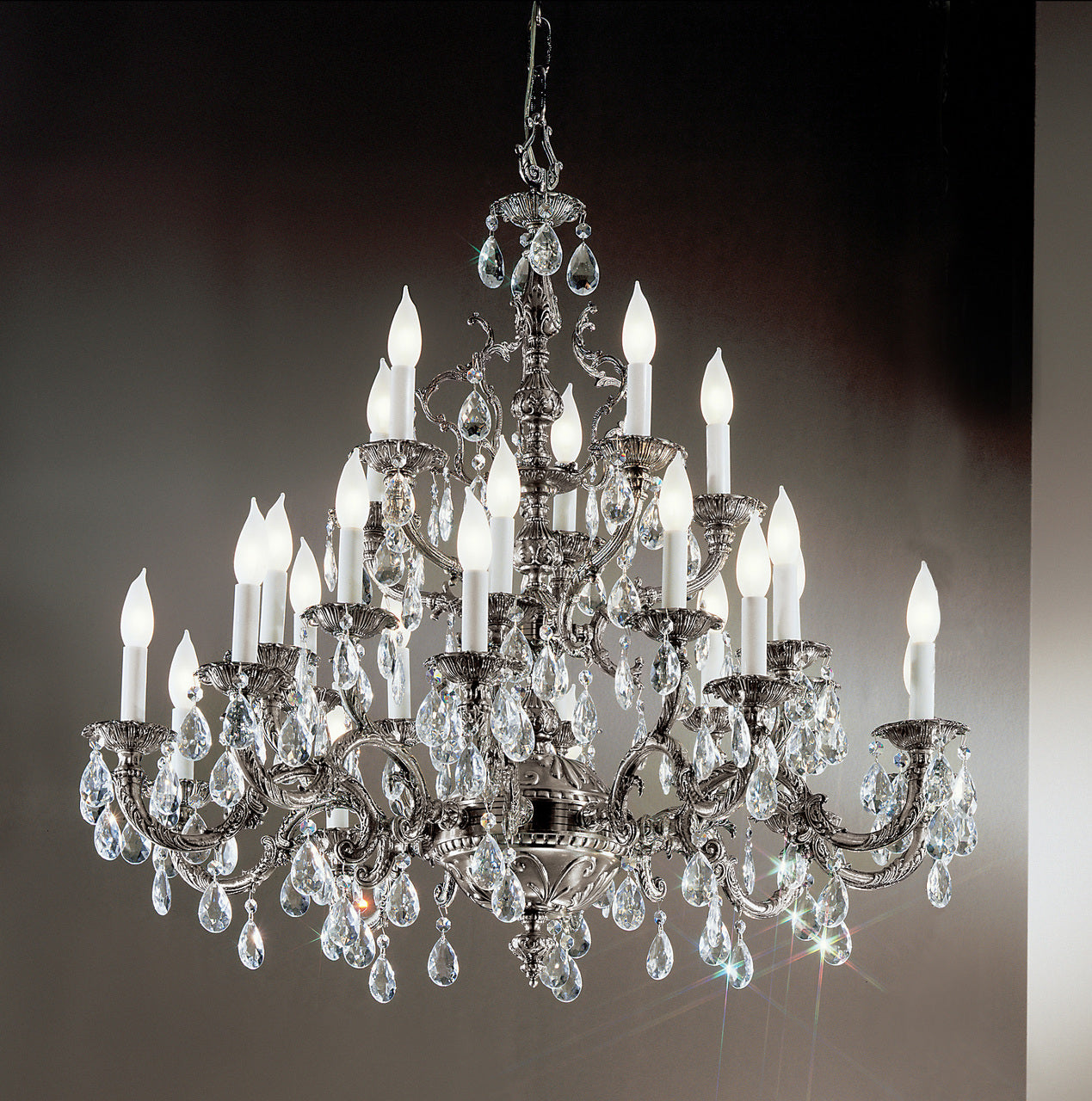 Classic Lighting 5525 MS C Barcelona Crystal/Cast Brass Chandelier in Millennium Silver (Imported from Spain)