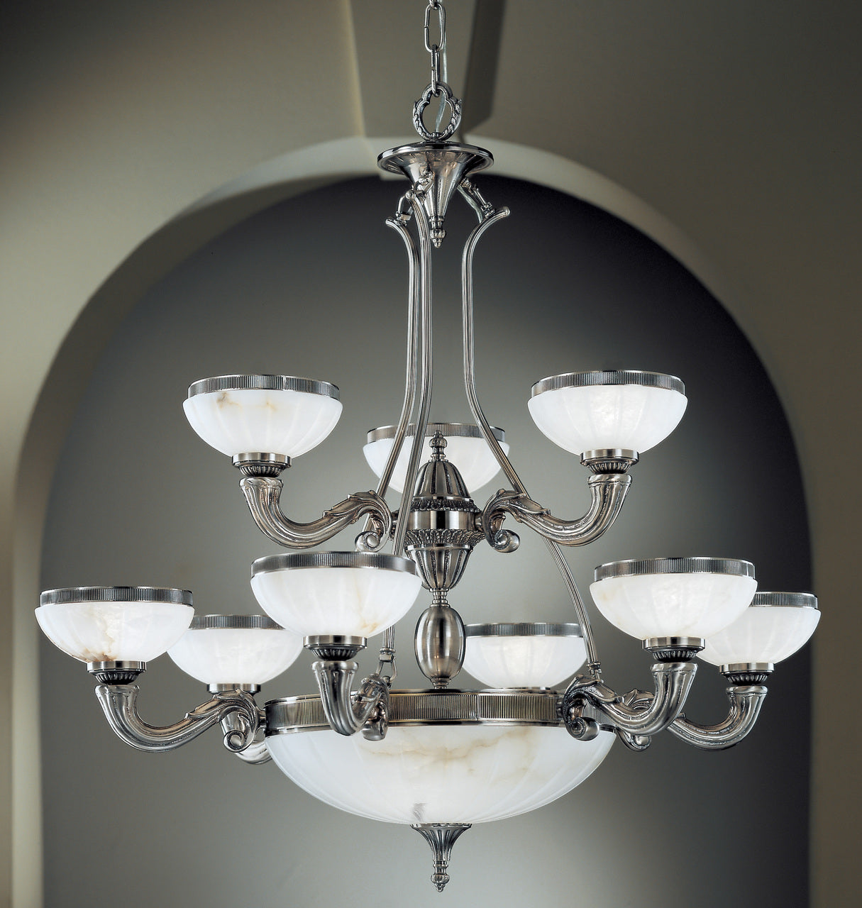 Classic Lighting 55309 PTR Chelsea Alabaster Chandelier in Pewter (Imported from Spain)