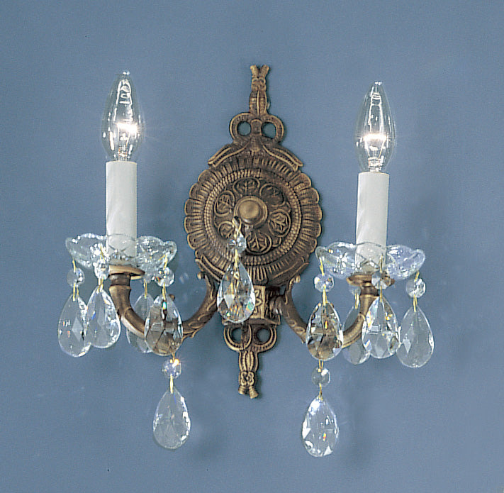 Classic Lighting 5532 RB CGT Madrid Crystal/Cast Brass Wall Sconce in Roman Bronze (Imported from Spain)