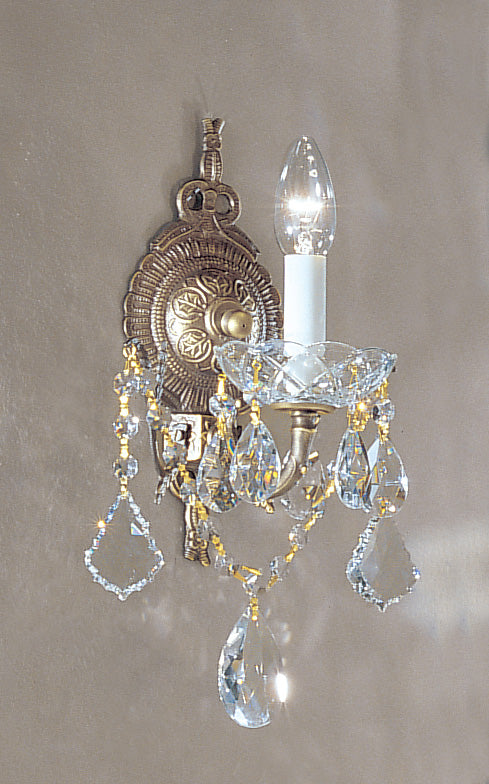 Classic Lighting 5541 RB CGT Madrid Imperial Crystal/Cast Brass Wall Sconce in Roman Bronze (Imported from Spain)