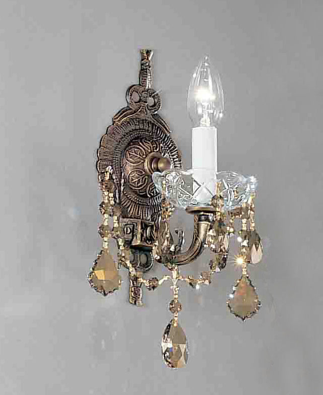 Classic Lighting 5541 RB SGT Madrid Imperial Crystal/Cast Brass Wall Sconce in Roman Bronze (Imported from Spain)