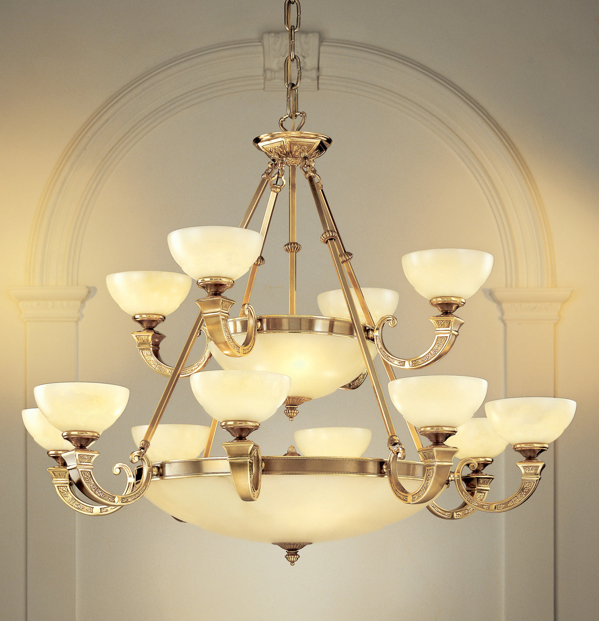 Classic Lighting 5624 ABZ Mallorca Alabaster Chandelier in Antique Bronze (Imported from Spain)