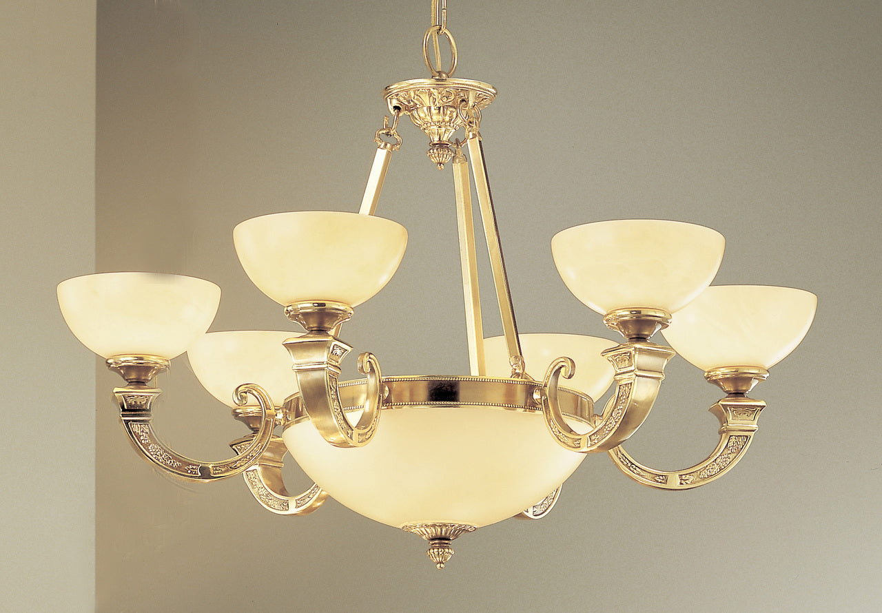 Classic Lighting 5628 ABZ Mallorca Alabaster Chandelier in Antique Bronze (Imported from Spain)