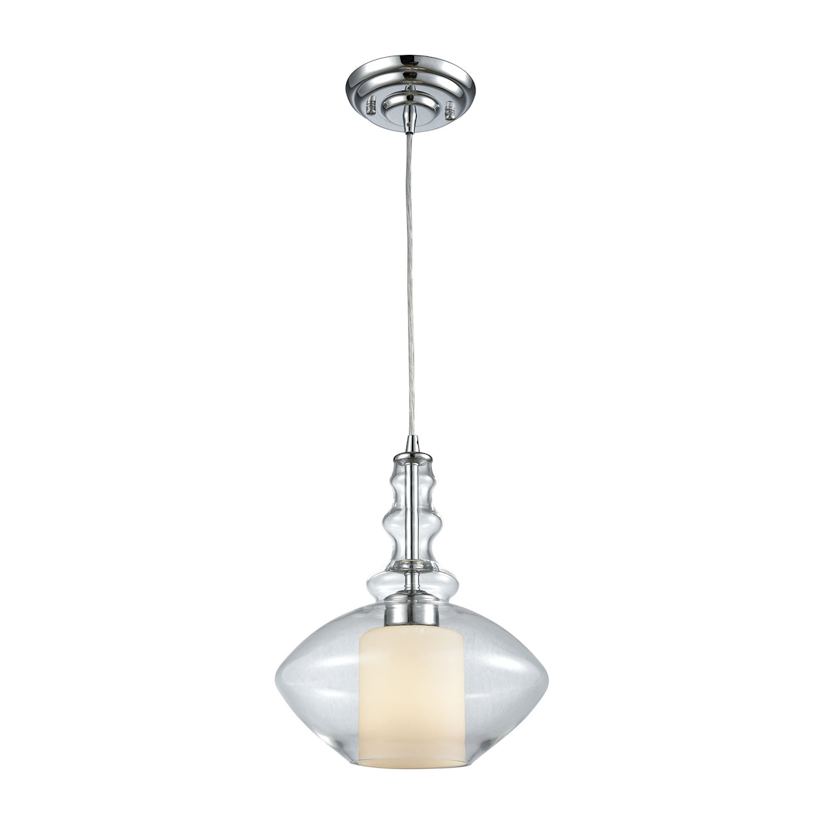 ELK Lighting 56500/1 Alora 1-Light Mini Pendant in Chrome with Clear and Opal White Glass