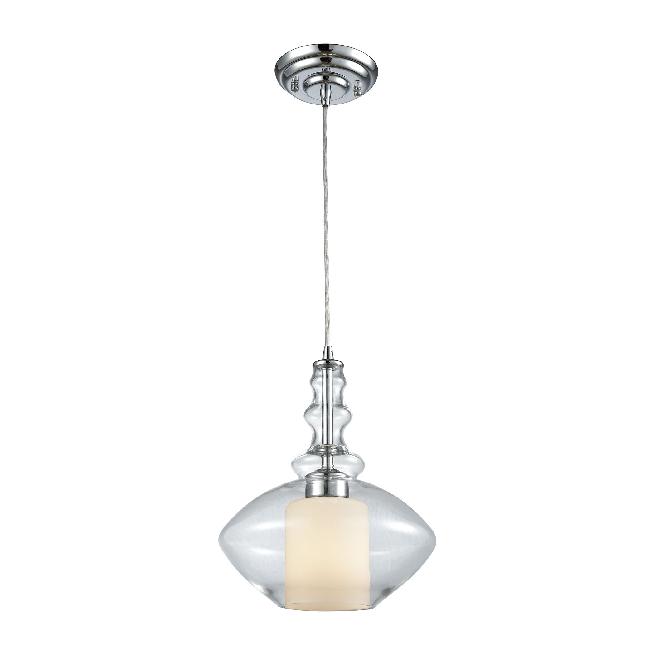 ELK Lighting 56500/1-LA Alora 1-Light Mini Pendant in Chrome with Clear and Opal White Glass - Includes Adapter Kit