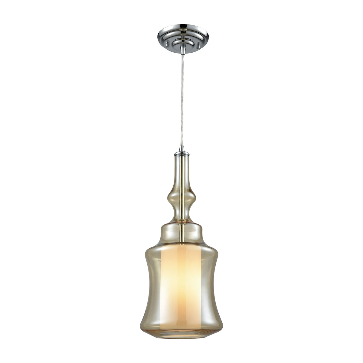 ELK Lighting 56502/1 Alora 1-Light Mini Pendant in Chrome with Champagne-plated and Opal Glass