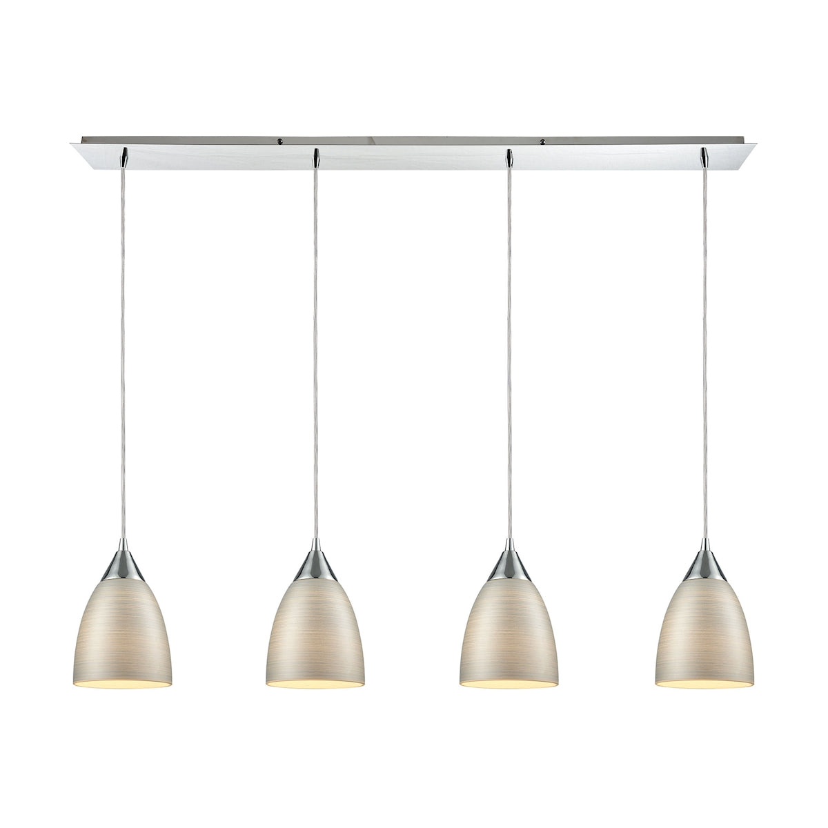 ELK Lighting 56530/4LP Merida 4-Light Linear Pendant Fixture in Polished Chrome with Silver Linen Glass