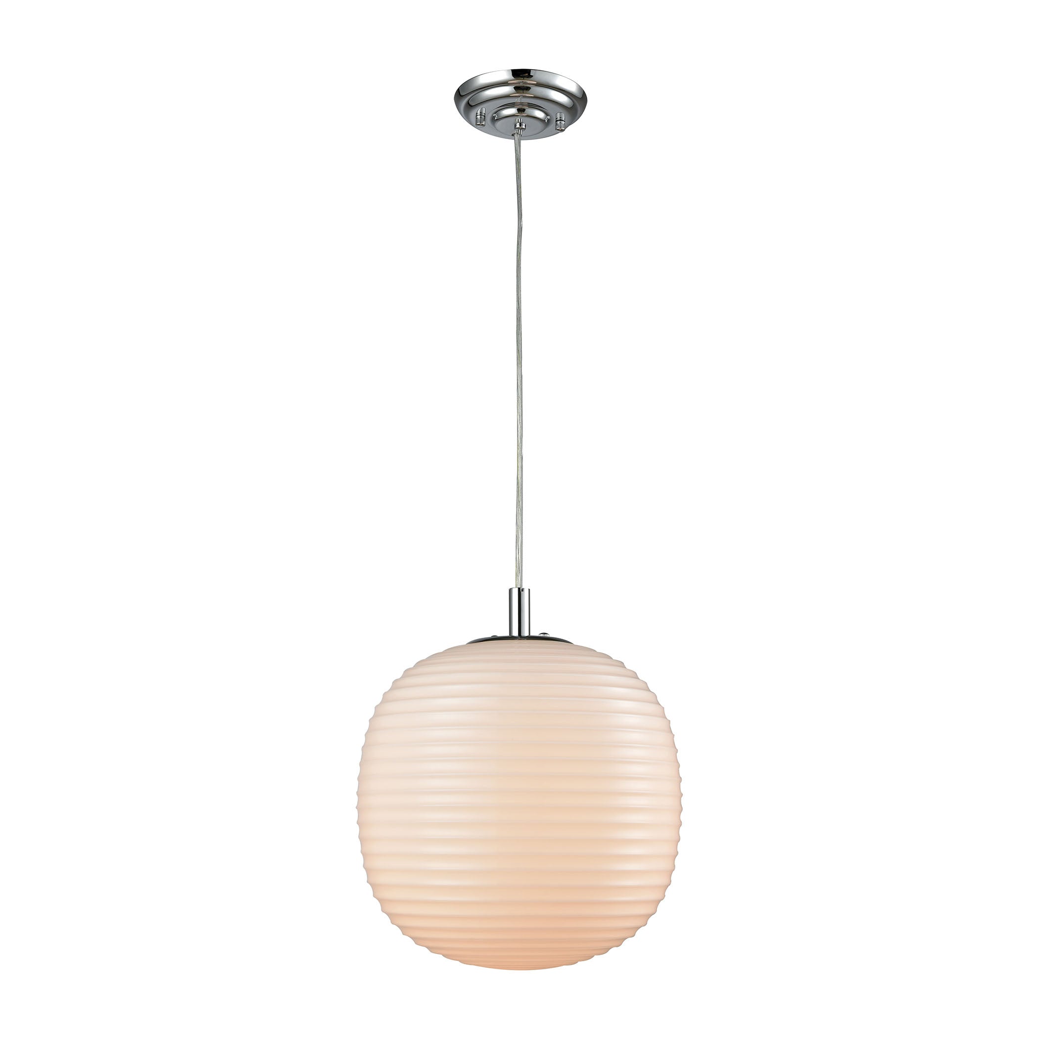 ELK Lighting 56560/1-LA Beehive 1-Light Mini Pendant in Chrome with Opal White Beehive Glass - Includes Adapter Kit