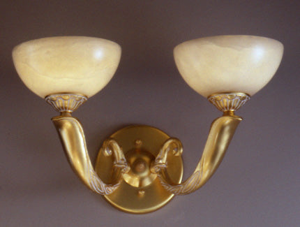 Classic Lighting 5662 GM Valencia Alabaster Wall Sconce in Matte Gold (Imported from Spain)