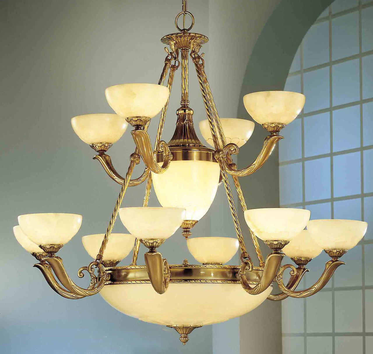 Classic Lighting 5664 ABZ Valencia Alabaster Chandelier in Antique Bronze (Imported from Spain)