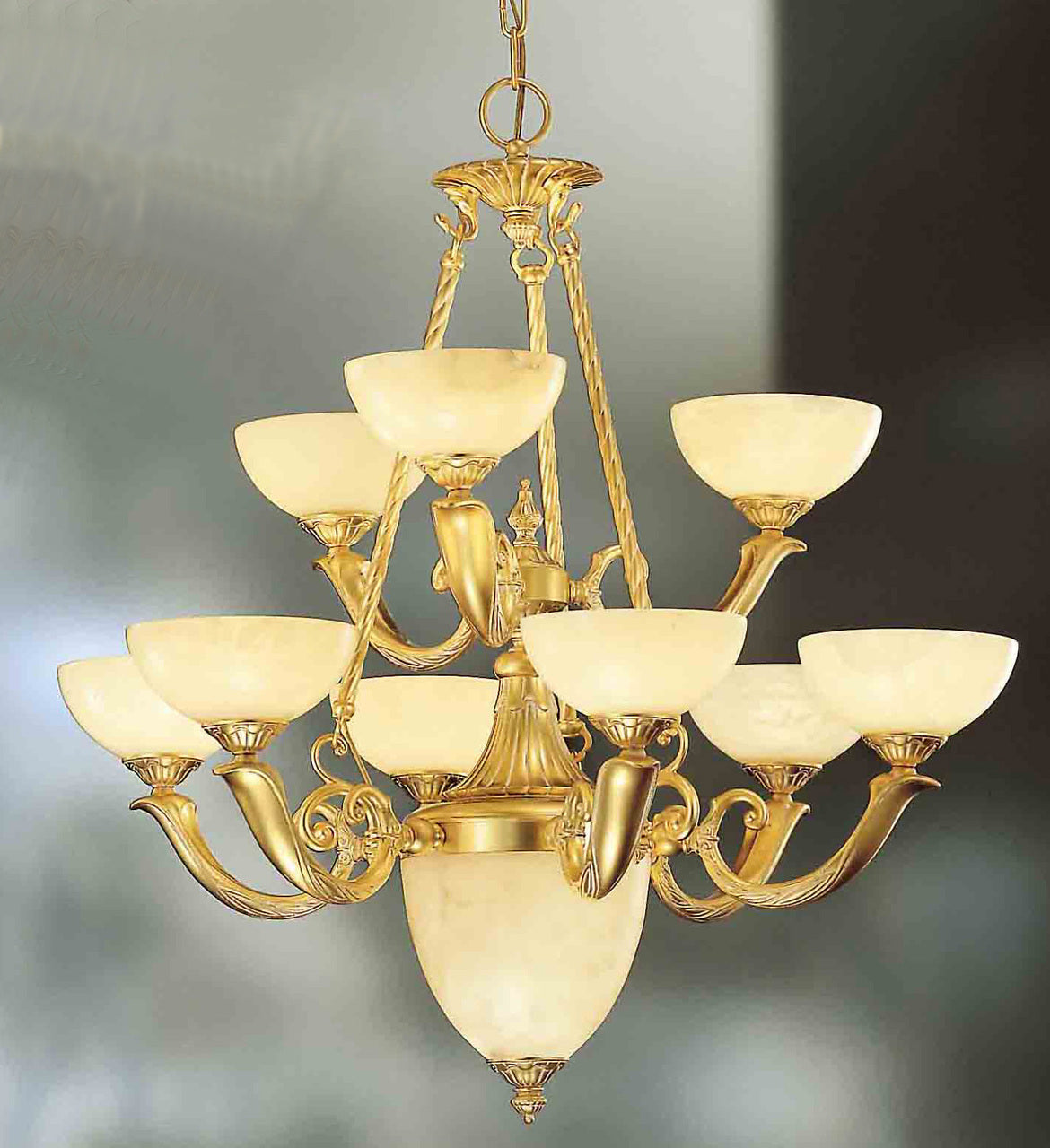 Classic Lighting 5666 GM Valencia Alabaster Chandelier in Matte Gold (Imported from Spain)