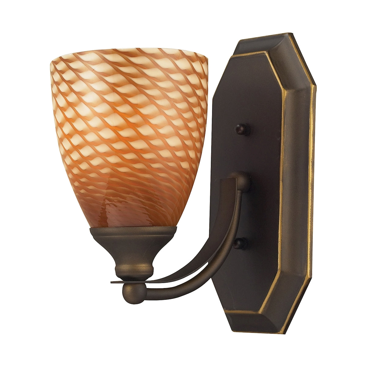 ELK Lighting 570-1B-C Mix-N-Match Vanity 1-Light Wall Lamp in Aged Bronze with Cocoa Glass
