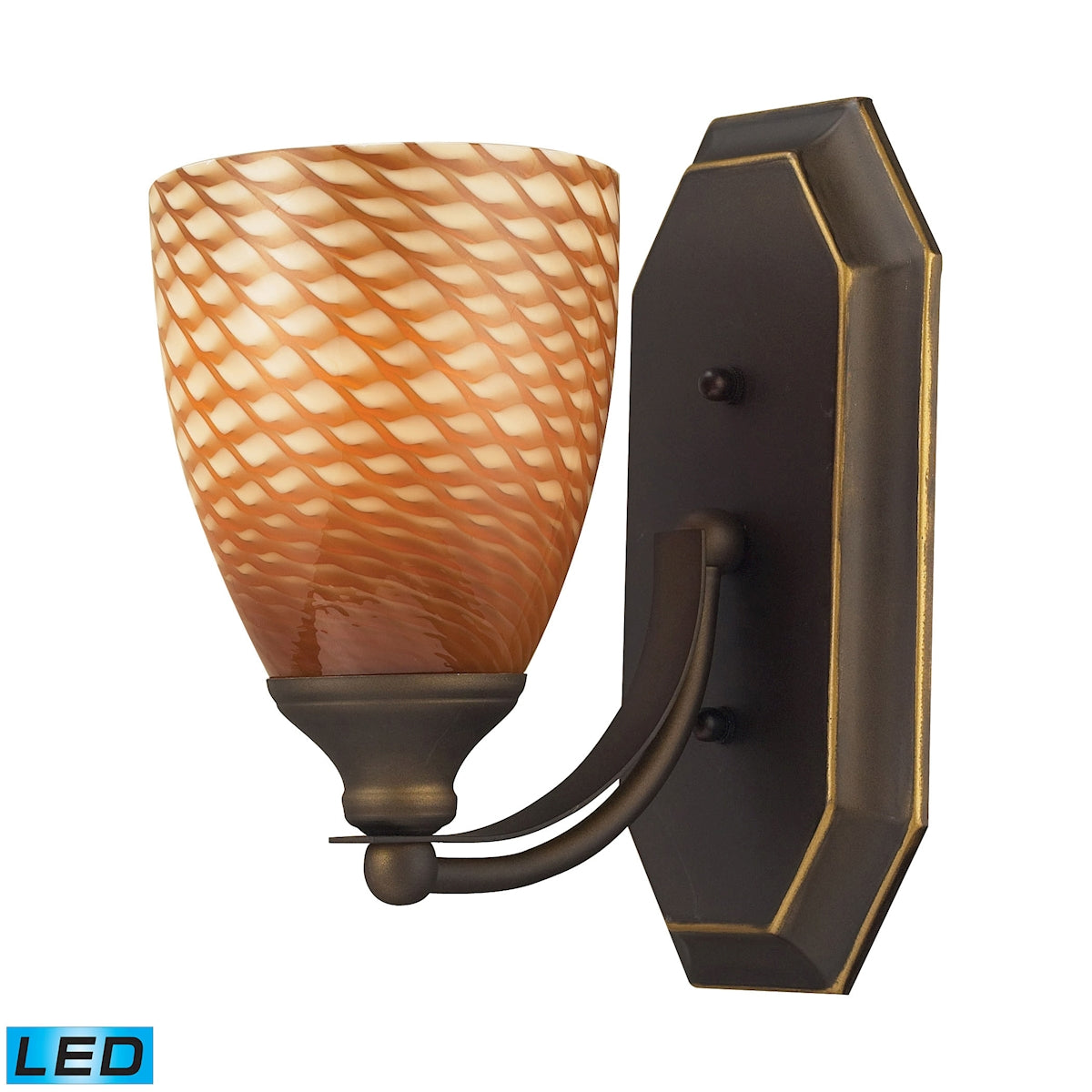 ELK Lighting 570-1B-C-LED Mix-N-Match Vanity 1-Light Wall Lamp in Aged Bronze with Cocoa Glass - Includes LED Bulb