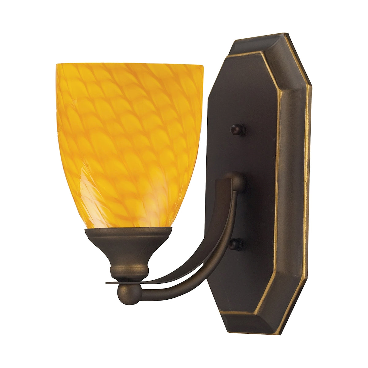 ELK Lighting 570-1B-CN Mix-N-Match Vanity 1-Light Wall Lamp in Aged Bronze with Canary Glass