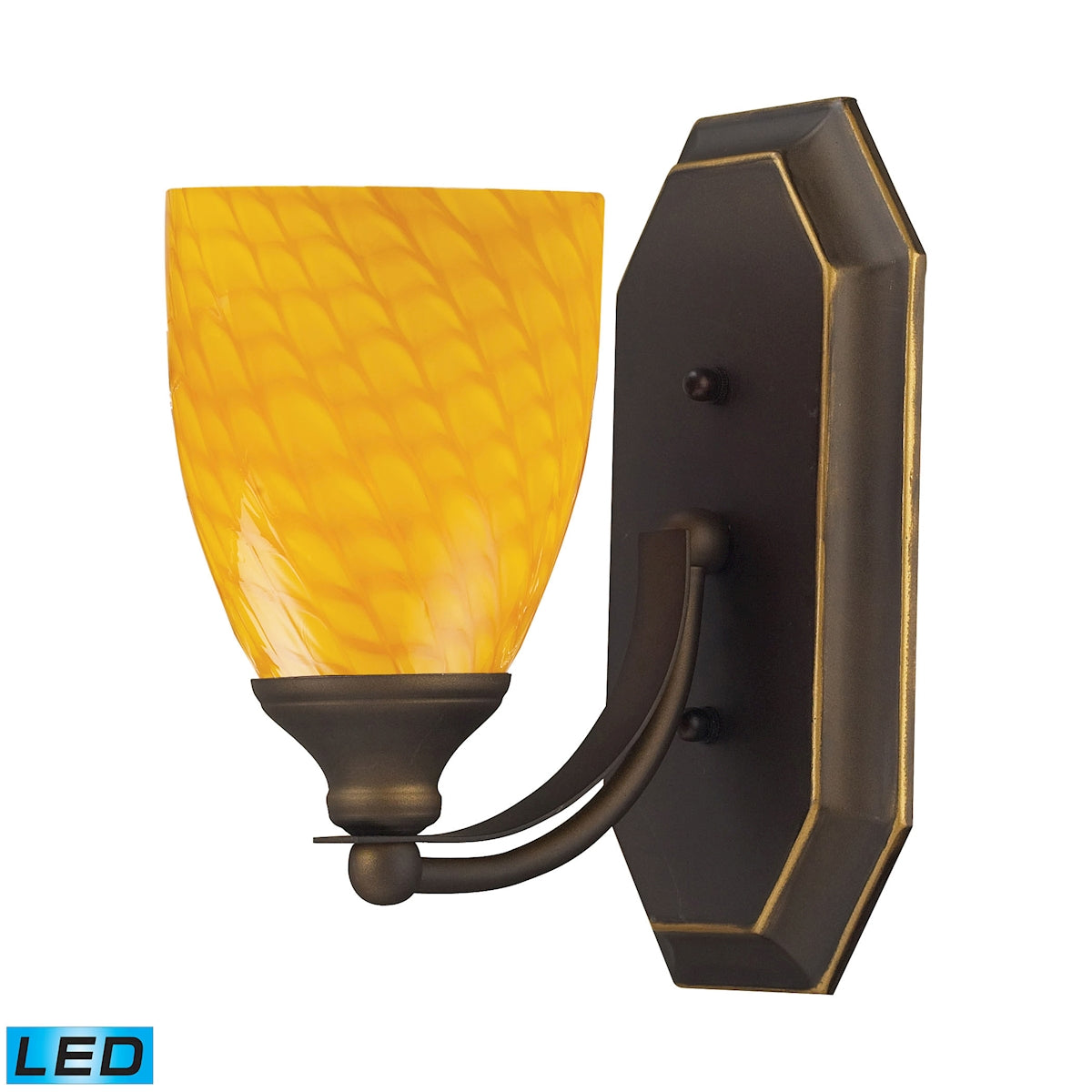 ELK Lighting 570-1B-CN-LED Mix-N-Match Vanity 1-Light Wall Lamp in Aged Bronze with Canary Glass - Includes LED Bulb