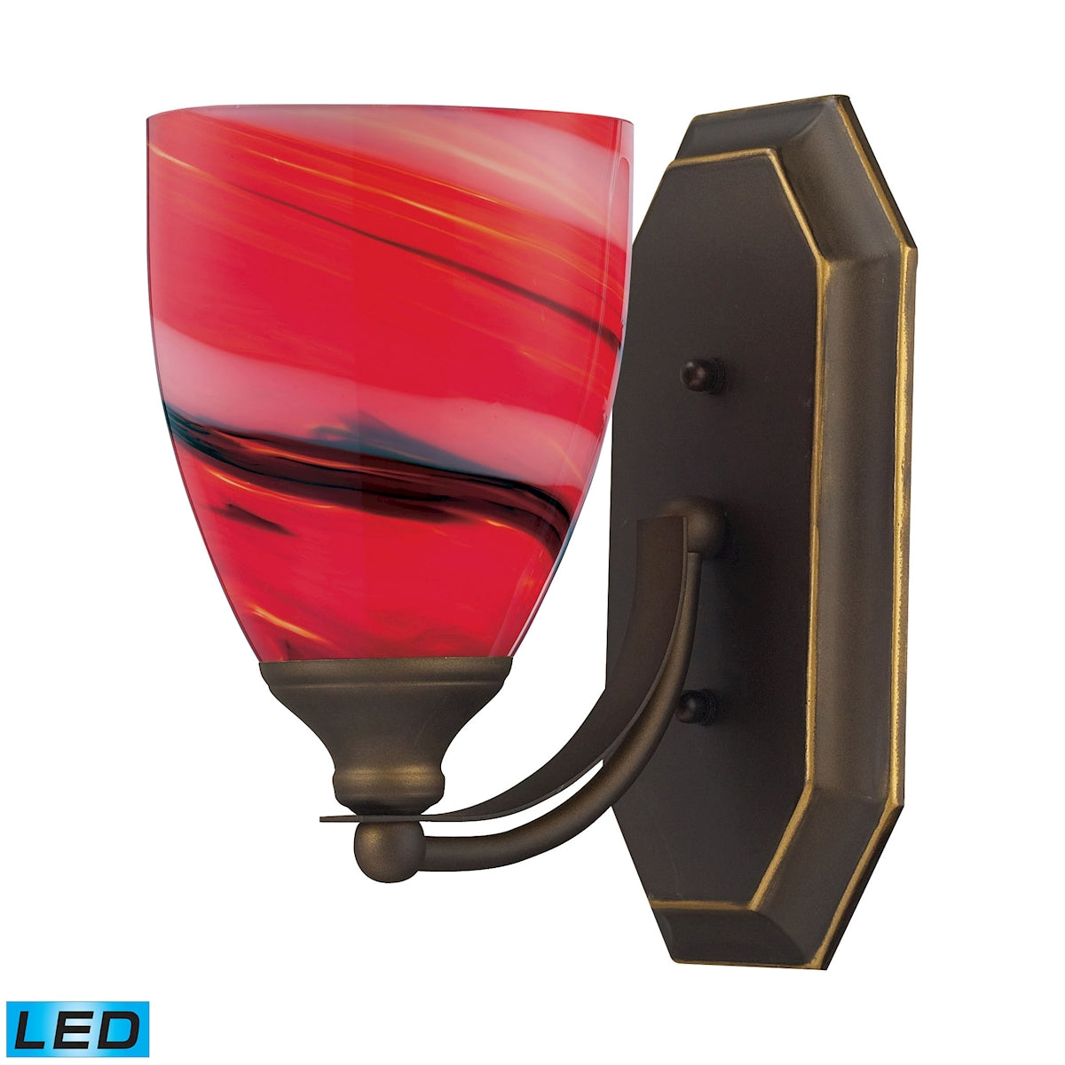ELK Lighting 570-1B-CY-LED Mix-N-Match Vanity 1-Light Wall Lamp in Aged Bronze with Canary Glass - Includes LED Bulb