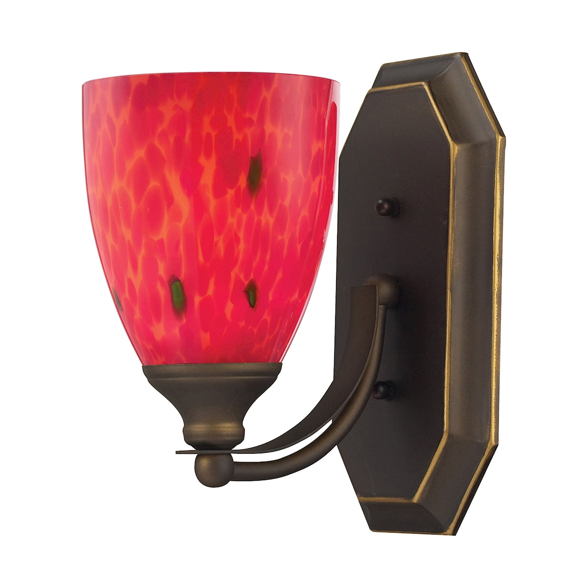 ELK Lighting 570-1B-FR Mix-N-Match Vanity 1-Light Wall Lamp in Aged Bronze with Fire Red Glass