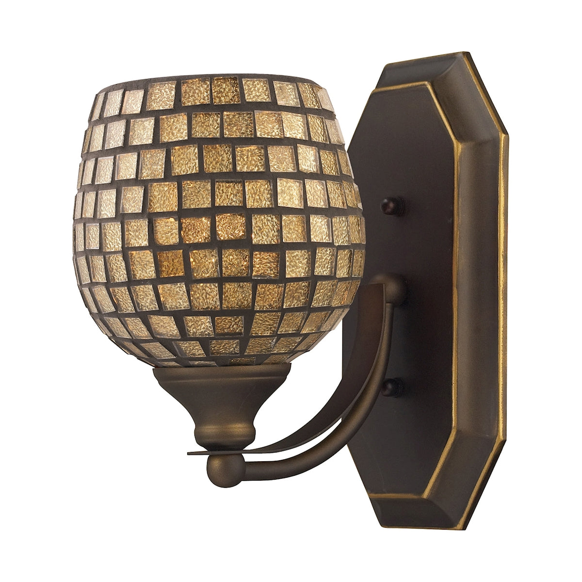 ELK Lighting 570-1B-GLD Mix-N-Match Vanity 1-Light Wall Lamp in Aged Bronze with Gold Leaf Glass