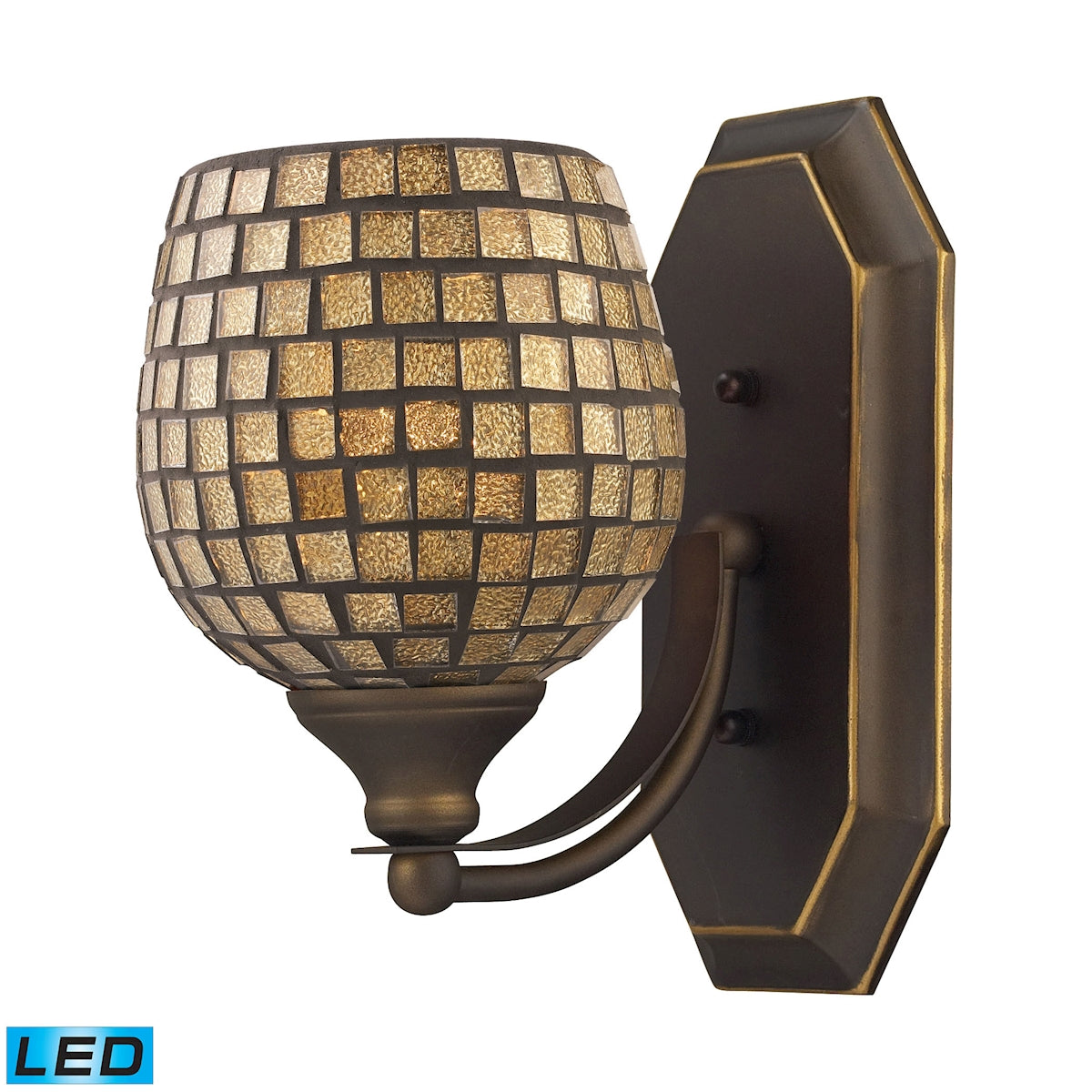 ELK Lighting 570-1B-GLD-LED Mix-N-Match Vanity 1-Light Wall Lamp in Aged Bronze with Gold Leaf Glass - Includes LED Bulb