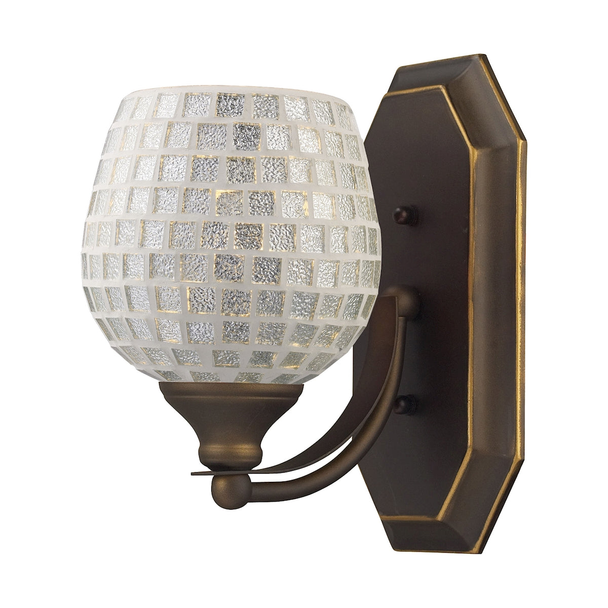 ELK Lighting 570-1B-SLV Mix-N-Match Vanity 1-Light Wall Lamp in Aged Bronze with Silver Glass