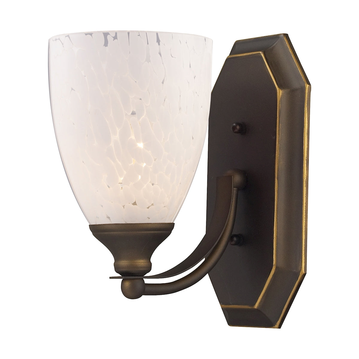 ELK Lighting 570-1B-SW Mix-N-Match Vanity 1-Light Wall Lamp in Aged Bronze with Snow White Glass