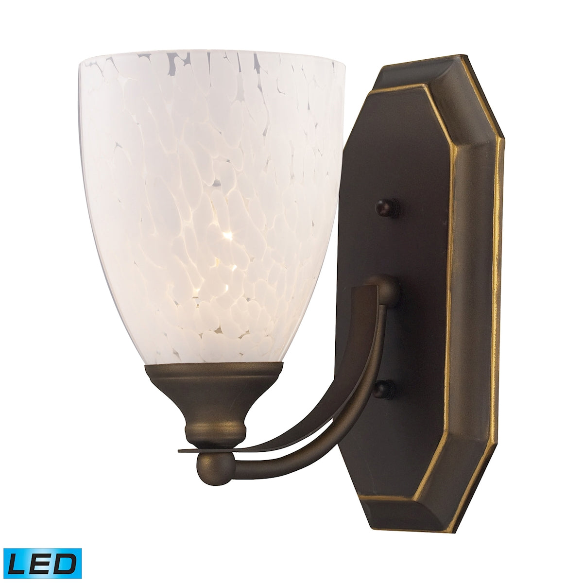 ELK Lighting 570-1B-SW-LED Mix-N-Match Vanity 1-Light Wall Lamp in Aged Bronze with Snow White Glass - Includes LED Bulb
