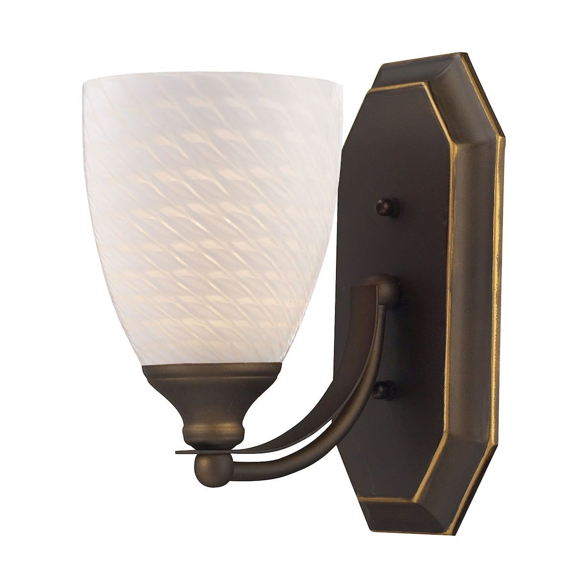 ELK Lighting 570-1B-WS Mix-N-Match Vanity 1-Light Wall Lamp in Aged Bronze with White Swirl Glass
