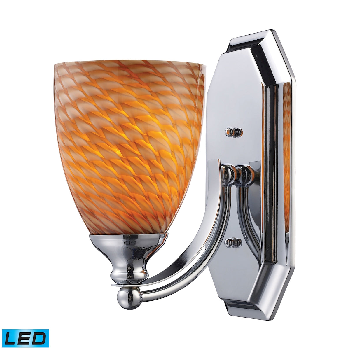 ELK Lighting 570-1C-C-LED Mix and Match Vanity 1-Light Wall Lamp in Chrome with Cocoa Glass - Includes LED Bulb