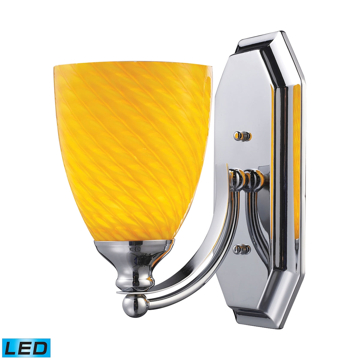 ELK Lighting 570-1C-CN-LED Mix and Match Vanity 1-Light Wall Lamp in Chrome with Canary Glass - Includes LED Bulb