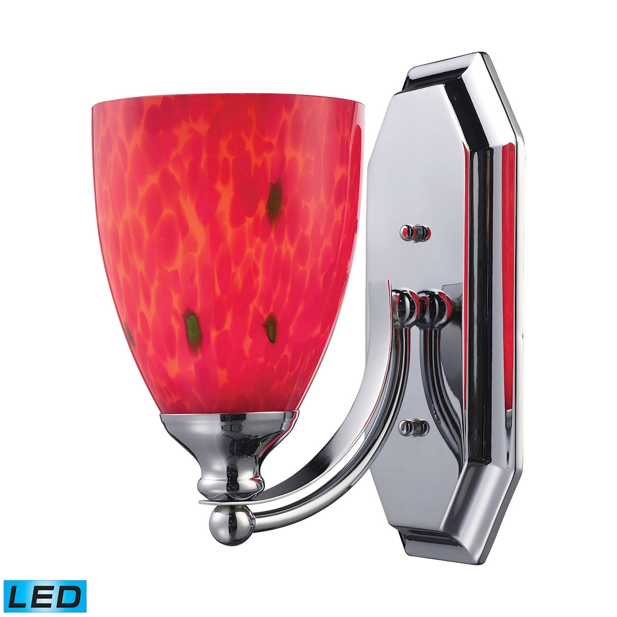 ELK Lighting 570-1C-FR-LED Mix and Match Vanity 1-Light Wall Lamp in Chrome with Fire Red Glass - Includes LED Bulb